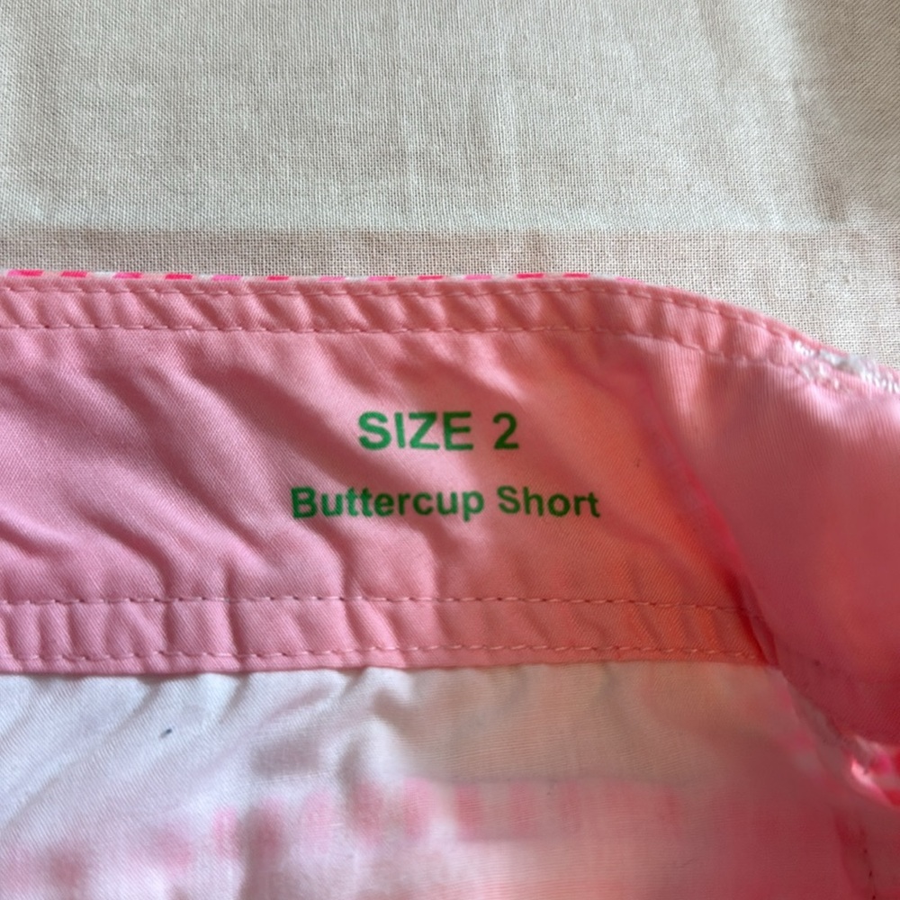 Lilly Pulitzer Pink 100% Cotton Buttercup Shorts with Scalloped Hem Size 2 - Picture 7 of 10